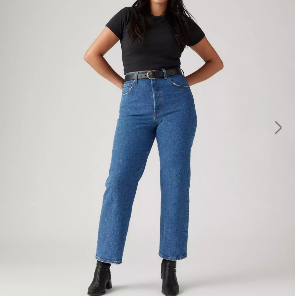 NWOT Levi's Ribcage Straight Ankle Jeans In Jazz Pop  Medium Wash Denim